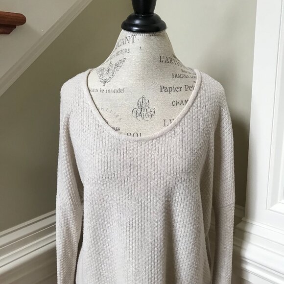 Anthropologie Charli Waffle Knit Sweater Womens Small Beige Cream Long Sleeve - Picture 3 of 11